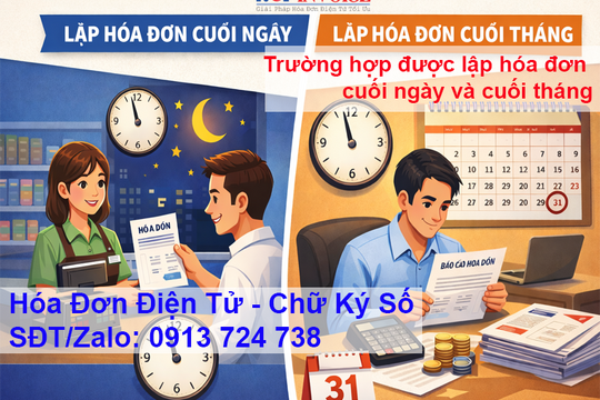 Trường hợp được lập hóa đơn cuối ngày và cuối tháng